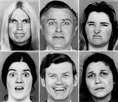 Essa é uma das imagens usadas por Paul Ekman em seu estudo. Ele mostrou essas fotos para investigar se povos sem contato com a cultura ocidental reconheceriam as mesmas emoções —e os resultados indicaram que sim, sugerindo que expressões como raiva, surpresa, nojo, medo, alegria e tristeza são universais.